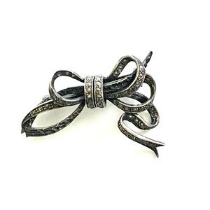 Vintage Sterling Silver & Marcasite Bow Brooch